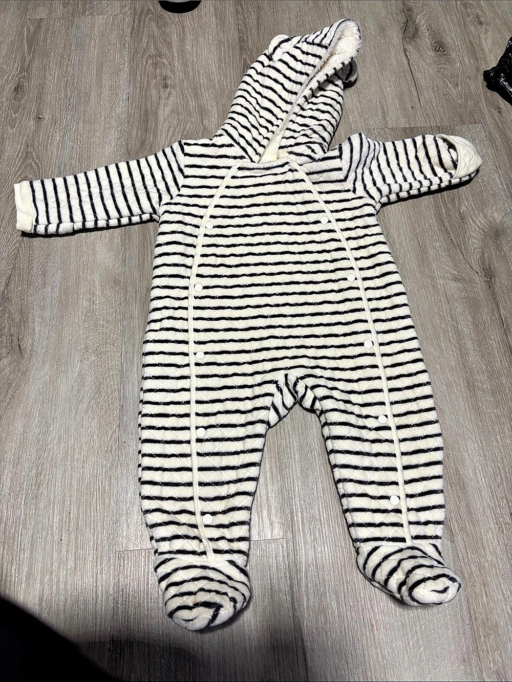 Nordstrom Striped Hooded Footie 12M